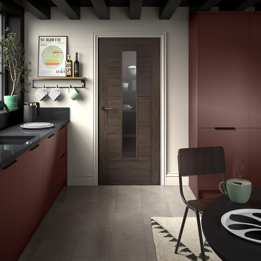 TDC Daytona Laminate Walnut Glazed Door