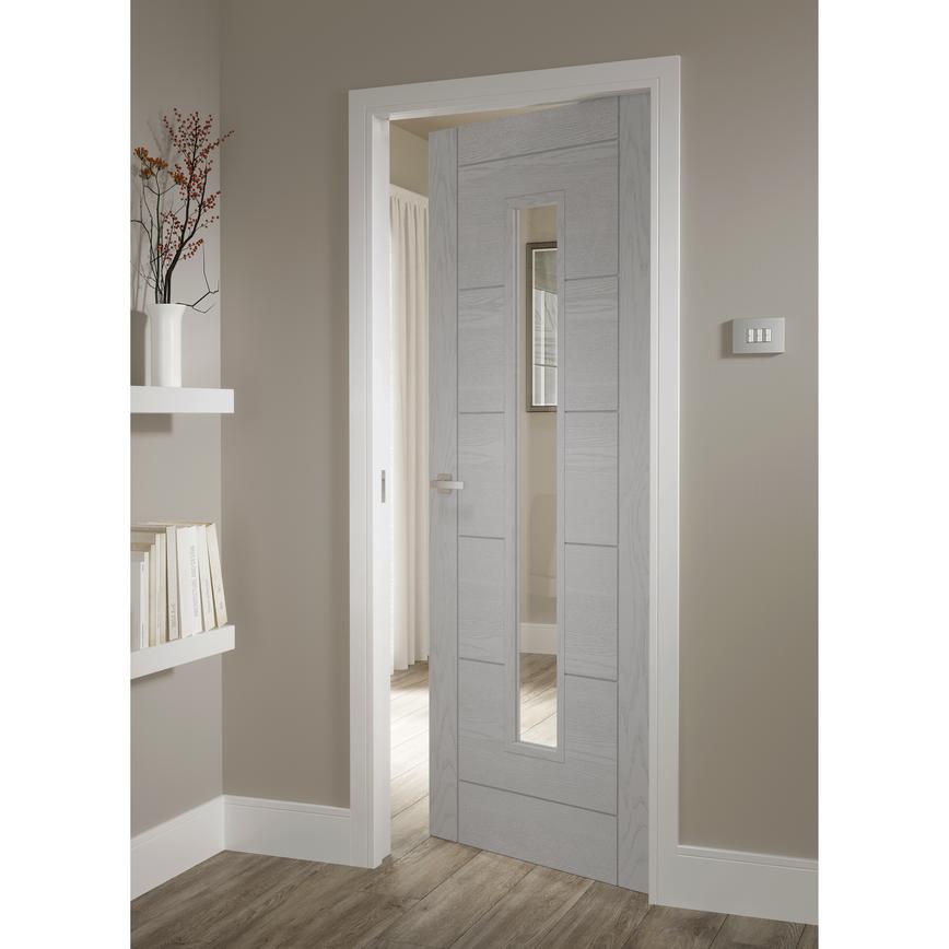 TDC Linear Grey Laminate Glazed Door