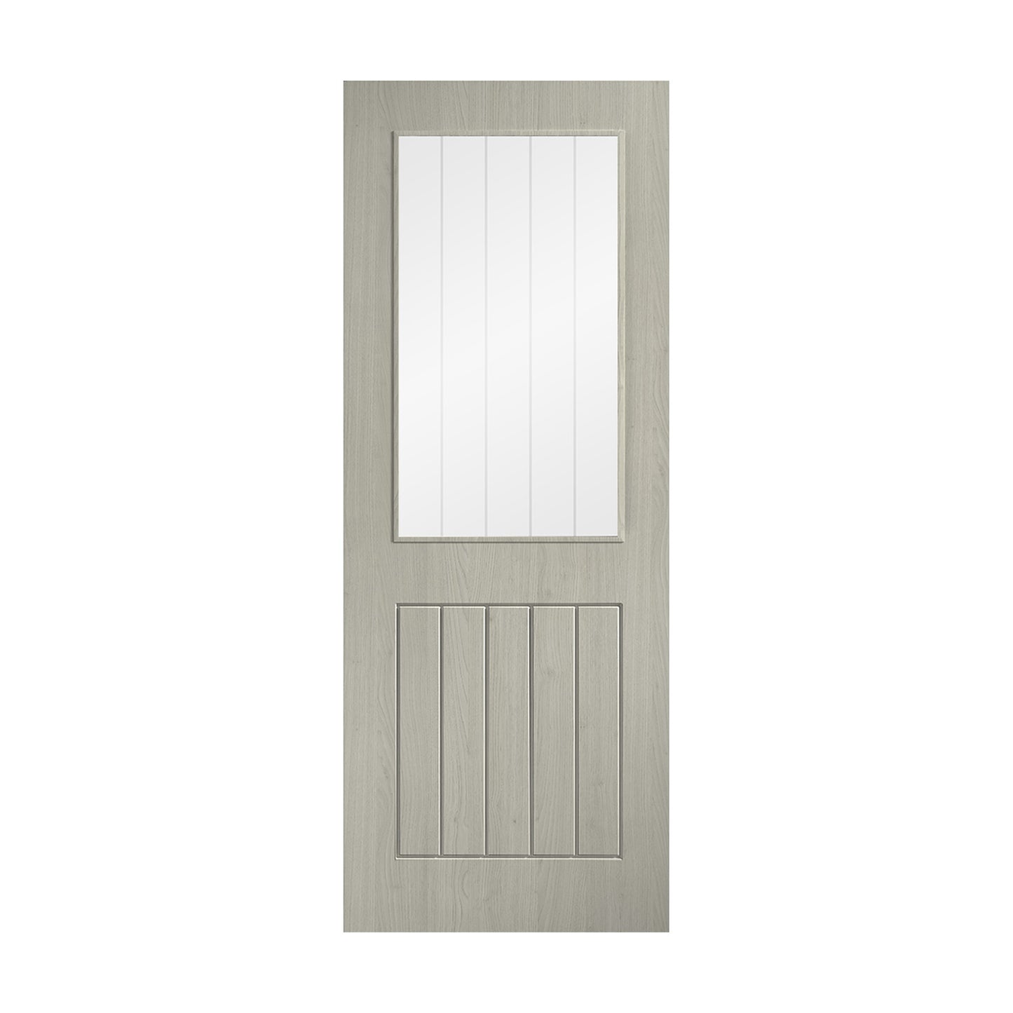 Light Grey Laminate Cottage Clear Glazed Pre-Finished Door
