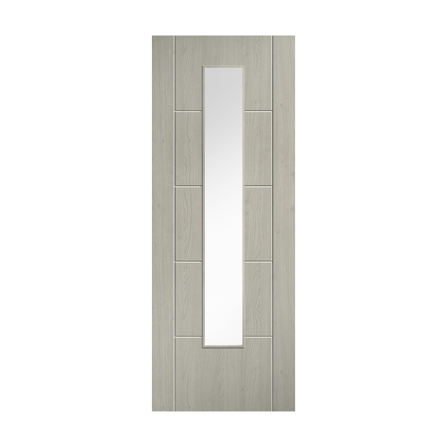 Light Grey Laminate Ladder Clear Glazed Pre-Finished Door