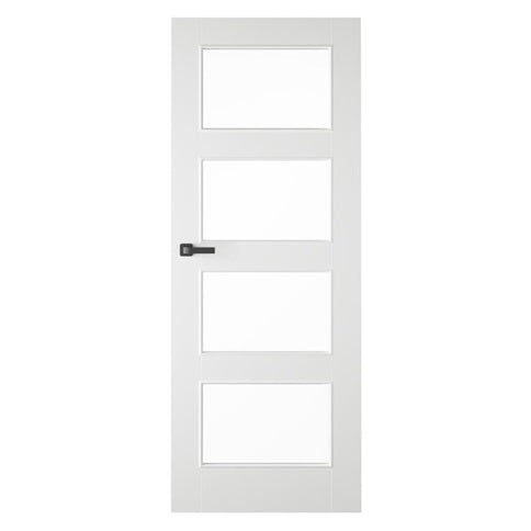 TDC Shaker White Smooth 4 Panel Pre-finished Glazed Door