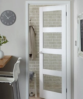 TDC Shaker White Smooth 4 Panel Pre-finished Glazed Door